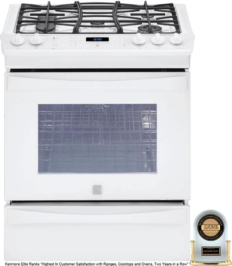 white slide-in gas range 30